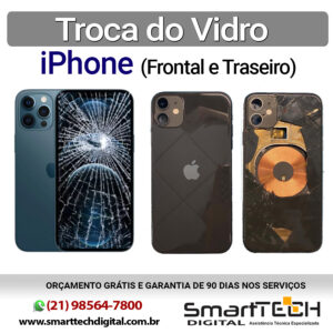 Troca do vidro frontal e traseiro de iPhone em Niterói