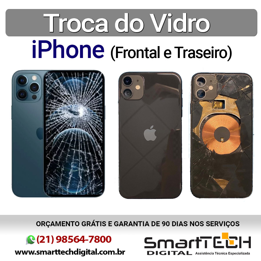 Troca do vidro frontal e traseiro de iPhone em Niterói